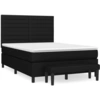 Image de vidaXL Lit boxspring avec matelas noir 140x190 cm Tissu