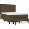 Image de vidaXL Lit boxspring avec matelas Marron foncé 140x200 cm Tissu