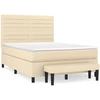 Image de vidaXL Lit boxspring avec matelas Crème 140x200 cm Tissu