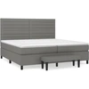 Image de vidaXL Lit boxspring avec matelas gris foncé 200x200 cm Tissu