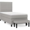 Image de vidaXL Lit boxspring avec matelas gris clair 90x200 cm Tissu