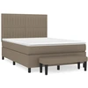 Image de vidaXL Lit boxspring avec matelas Taupe 140x190 cm Tissu