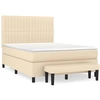 Image de vidaXL Lit boxspring avec matelas Crème 140x190 cm Tissu