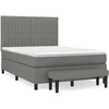 Image de vidaXL Lit boxspring avec matelas gris foncé 140x200 cm Tissu