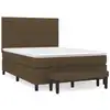Image de vidaXL Lit boxspring avec matelas Marron foncé 140x200 cm Tissu