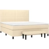 Image de vidaXL Lit boxspring avec matelas Crème 180x200 cm Tissu