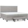 Image de vidaXL Lit boxspring avec matelas gris clair 200x200 cm Tissu