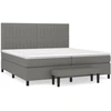 Image de vidaXL Lit boxspring avec matelas gris foncé 200x200 cm Tissu