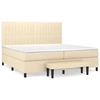 Image de vidaXL Lit boxspring avec matelas Crème 200x200 cm Tissu