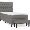Image de vidaXL Lit boxspring avec matelas gris foncé 80x200 cm Tissu