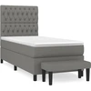 Image de vidaXL Lit boxspring avec matelas gris foncé 90x190 cm Tissu