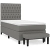 Image de vidaXL Lit boxspring avec matelas gris foncé 100x200 cm Tissu