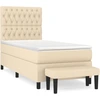 Image de vidaXL Lit boxspring avec matelas Crème 100x200 cm Tissu
