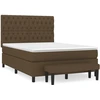 Image de vidaXL Lit boxspring avec matelas brun foncé 140x190 cm Tissu