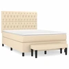 Image de vidaXL Lit boxspring avec matelas Crème 140x190 cm Tissu