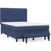 Image de vidaXL Lit boxspring avec matelas bleu 140x190 cm Tissu