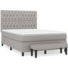 Image de vidaXL Lit boxspring avec matelas gris clair 140x200 cm Tissu