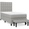 Image de vidaXL Lit boxspring avec matelas gris clair 90x190 cm Tissu