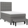 Image de vidaXL Lit boxspring avec matelas gris foncé 90x200 cm Tissu