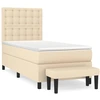Image de vidaXL Lit boxspring avec matelas Crème 90x200 cm Tissu