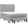 Image de vidaXL Lit boxspring avec matelas gris clair 140x190 cm Tissu