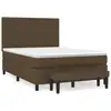 Image de vidaXL Lit boxspring avec matelas Marron foncé 140x200 cm Tissu