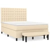 Image de vidaXL Lit boxspring avec matelas Crème 140x200 cm Tissu