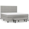 Image de vidaXL Lit boxspring avec matelas gris clair 180x200 cm Tissu