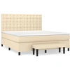 Image de vidaXL Lit boxspring avec matelas Crème 180x200 cm Tissu