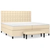 Image de vidaXL Lit boxspring avec matelas Crème 200x200 cm Tissu