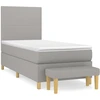 Image de vidaXL Lit boxspring avec matelas gris clair 90x190 cm Tissu
