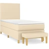 Image de vidaXL Lit boxspring avec matelas Crème 90x190 cm Tissu