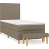 Image de vidaXL Lit boxspring avec matelas Taupe 90x200 cm Tissu
