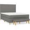 Image de vidaXL Lit boxspring avec matelas gris foncé 140x190 cm Tissu