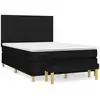Image de vidaXL Lit boxspring avec matelas noir 140x190 cm Tissu