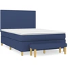 Image de vidaXL Lit boxspring avec matelas bleu 140x190 cm Tissu