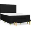 Image de vidaXL Lit boxspring avec matelas noir 140x200 cm Tissu
