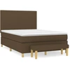 Image de vidaXL Lit boxspring avec matelas Marron foncé 140x200 cm Tissu
