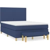 Image de vidaXL Lit boxspring avec matelas bleu 140x200 cm Tissu