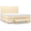 Image de vidaXL Lit boxspring avec matelas Crème 160x200 cm Tissu