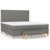 Image de vidaXL Lit boxspring avec matelas gris foncé 180x200 cm Tissu