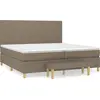 Image de vidaXL Lit boxspring avec matelas Taupe 200x200 cm Tissu