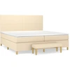 Image de vidaXL Lit boxspring avec matelas Crème 200x200 cm Tissu