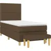 Image de vidaXL Lit boxspring avec matelas brun foncé 90x190 cm Tissu