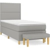 Image de vidaXL Lit boxspring avec matelas gris clair 90x200 cm Tissu