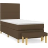Image de vidaXL Lit boxspring avec matelas brun foncé 90x200 cm Tissu