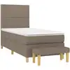 Image de vidaXL Lit boxspring avec matelas Taupe 90x200 cm Tissu