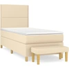 Image de vidaXL Lit boxspring avec matelas Crème 90x200 cm Tissu