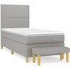 Image de vidaXL Lit boxspring avec matelas gris clair 100x200 cm Tissu