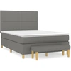 Image de vidaXL Lit boxspring avec matelas gris foncé 140x190 cm Tissu